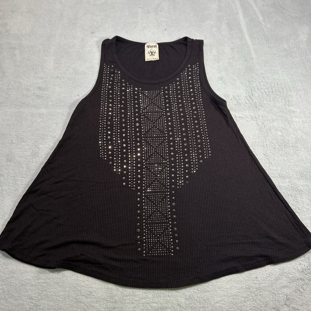 Y2K Vocals Rhinestone Tank Top Womens Medium Gothic Witchy Grunge VTG